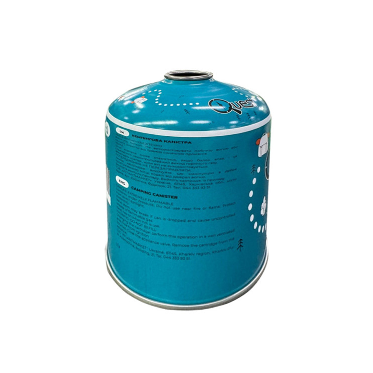 Газовый баллон резьбовой бутановый Quest, 450гр (ganzo)  