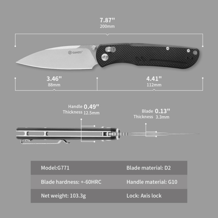 Нож складной Ganzo G771-BK черный  